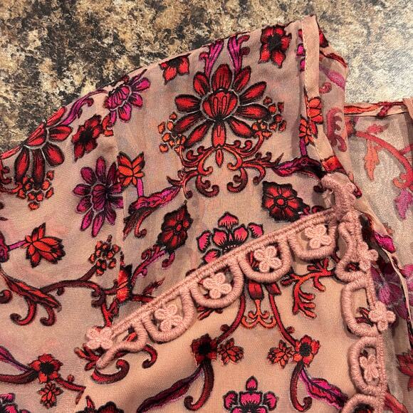 For Love & Lemons Dress Saffron Mini Floral Crochet Lace Velvet Sheer Boho XS - Picture 8 of 11